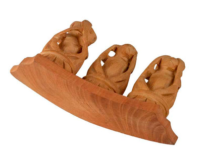 3 Singes De La Sagesse – Statue En Bois De Kadam