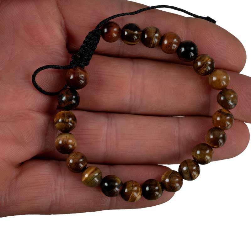 Bracelet bouddhiste en œil de tigre – mala tibétain artisanal réglable du Népal
