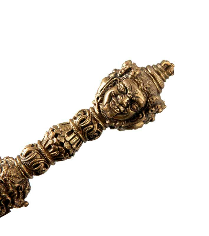 Phurba Mahakala Vajra Kila en Laiton avec Support – Objet Rituel Tibétain du Népal