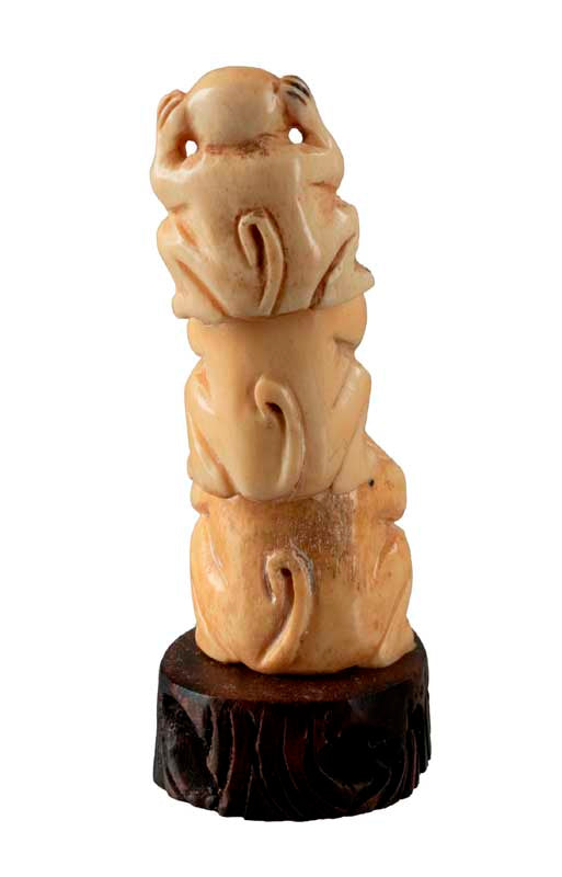 Figurine 3 Singes De La Sagesse En Os – Artisanat Népalais