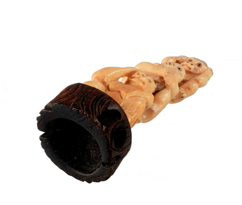 Figurine 3 Singes De La Sagesse En Os – Artisanat Népalais