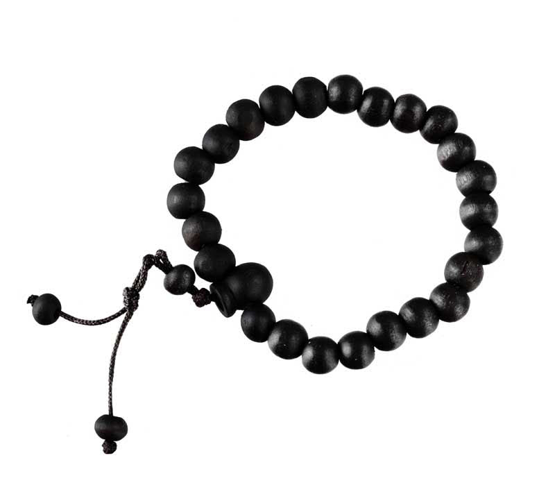 Bracelet tibétain perles de bois teintées noires – Bijou artisanal du Népal