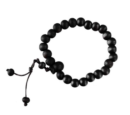 Bracelet tibétain perles de bois teintées noires – Bijou artisanal du Népal