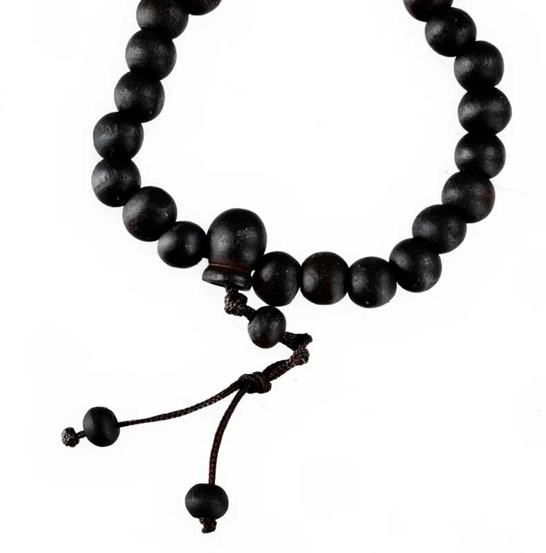 Bracelet tibétain perles de bois teintées noires – Bijou artisanal du Népal