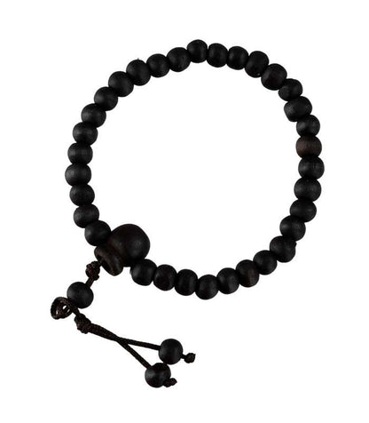Bracelet tibétain perles de bois teintées noires – Bijou artisanal spirituel du Népal