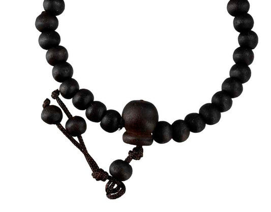 Bracelet tibétain perles de bois teintées noires – Bijou artisanal spirituel du Népal