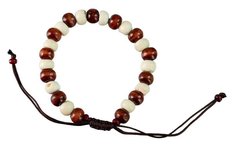 Bracelet tibétain perles bois et os de bovin recyclé – Bijou artisanal népalais