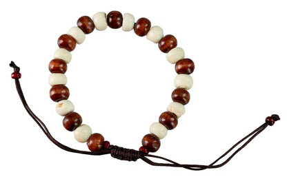 Bracelet tibétain perles bois et os de bovin recyclé – Bijou artisanal népalais