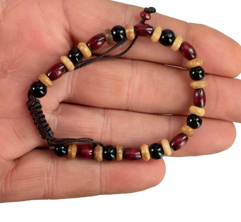 Bracelet tibétain perles de bois – Élégance naturelle artisanale du Népal