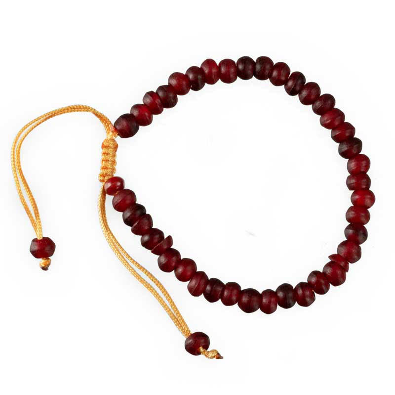 Bracelet tibétain perles bordeaux en corne teintée – Bijou artisanal népalais