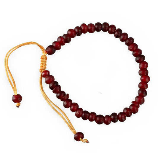 Bracelet tibétain perles bordeaux en corne teintée – Bijou artisanal népalais