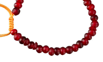 Bracelet tibétain perles bordeaux en corne teintée – Bijou artisanal népalais