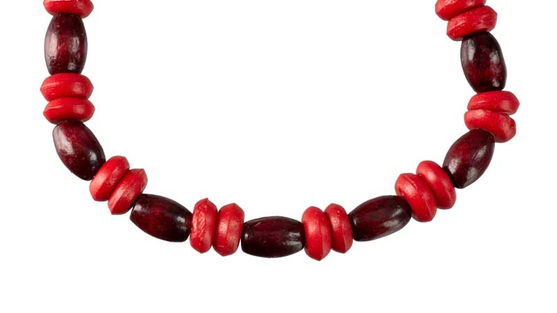 Bracelet tibétain perles bordeaux rouge en bois et os – Bijou artisanal népalais