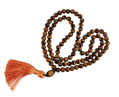 Collier Bouddhiste Mala 108 Perles En Œil De Tigre 6 mm – Artisanat Du Népal