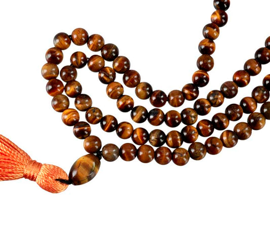 Collier Bouddhiste Mala 108 Perles En Œil De Tigre 6 mm – Artisanat Du Népal