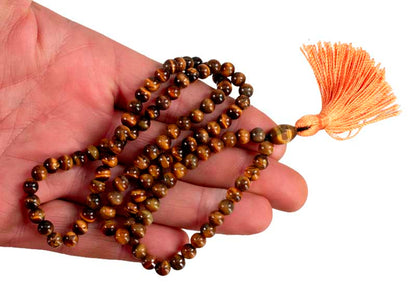 Collier Bouddhiste Mala 108 Perles En Œil De Tigre 6 mm – Artisanat Du Népal
