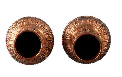 Embouts De Tringle Pour Thangka – Cuivre Repoussé Et Ciselé Du Népal