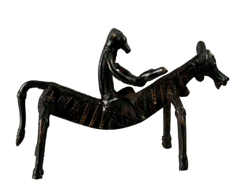 Statue Zoomorphe Cheval Avec Cavalier Musicien – Art Artisanal Du Rajasthan Inde