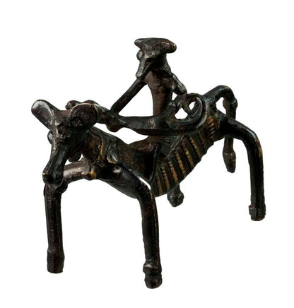 Statue Zoomorphe Cheval Avec Cavalier Musicien – Art Artisanal Du Rajasthan Inde