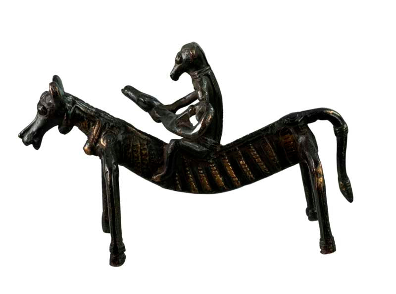 Statue Zoomorphe Cheval Avec Cavalier Musicien – Art Artisanal Du Rajasthan Inde