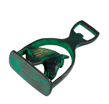Décapsuleur Buste De Cheval À Patine Verte En Laiton – Objet Artisanal De Collection
