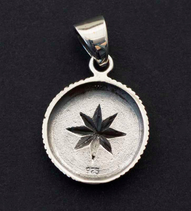 Petite médaille pendentif boussole rose des vents Windalf en argent massif 925 – Bijou ethnique ésotérique - Viking