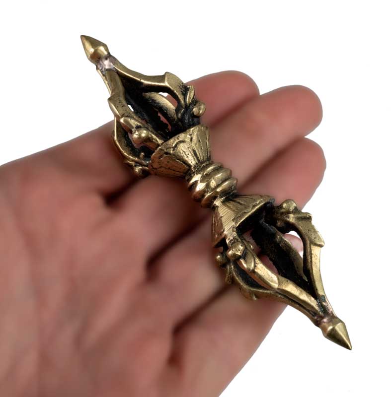 Dorje Vajra Tibétain En Laiton – Double Vajra Rituel Bouddhiste Du Népal