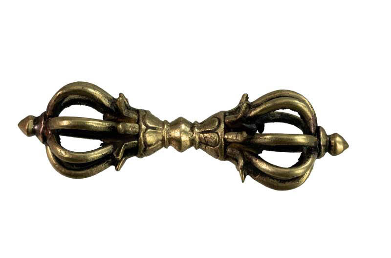 Double Vajra Dorje Tibétain En Laiton – Objet Rituel Bouddhiste Du Népal