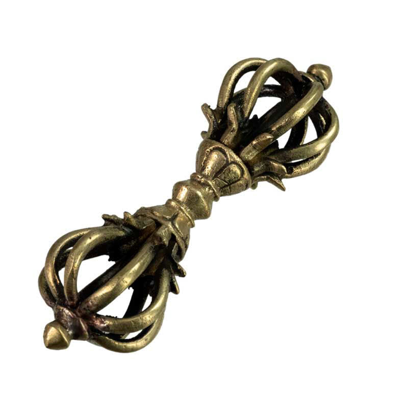 Double Vajra Dorje Tibétain En Laiton – Objet Rituel Bouddhiste Du Népal