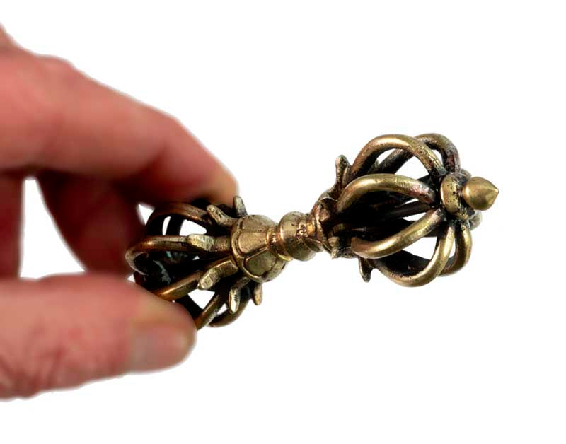 Double Vajra Dorje Tibétain En Laiton – Objet Rituel Bouddhiste Du Népal