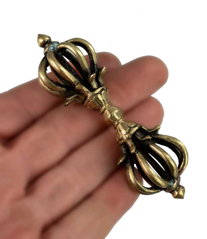 Double Vajra Dorje Tibétain En Laiton – Objet Rituel Bouddhiste Du Népal