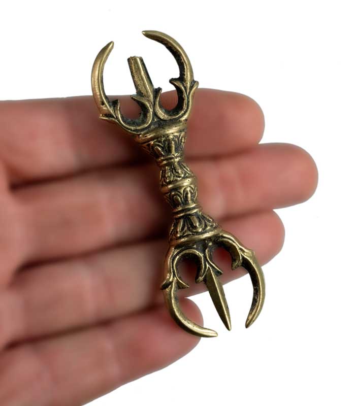 Vajra Dorje Ouvert Tibétain En Laiton – Objet Rituel Bouddhiste Du Népal