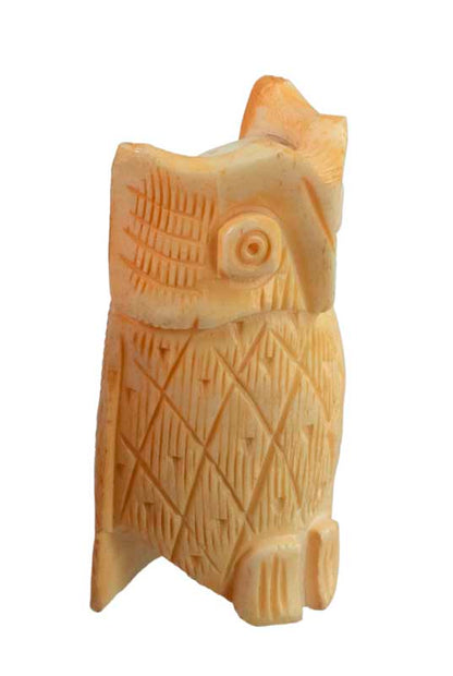 Figurine Chouette en Os – Artisanat Chinois Sculpté à la Main