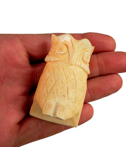 Figurine Chouette en Os – Artisanat Chinois Sculpté à la Main