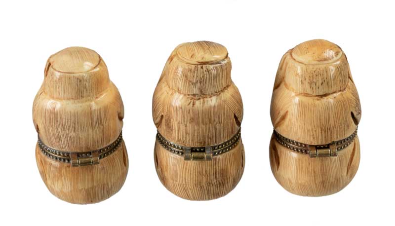 3 Singes De La Sagesse En Os – Boîte De 3 Figurines Artisanat Chinois