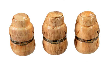 3 Singes De La Sagesse En Os – Boîte De 3 Figurines Artisanat Chinois