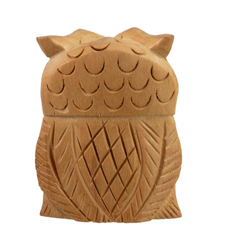 Figurine Chouette En Bois – Mini Sculpture Artisanale D'Inde