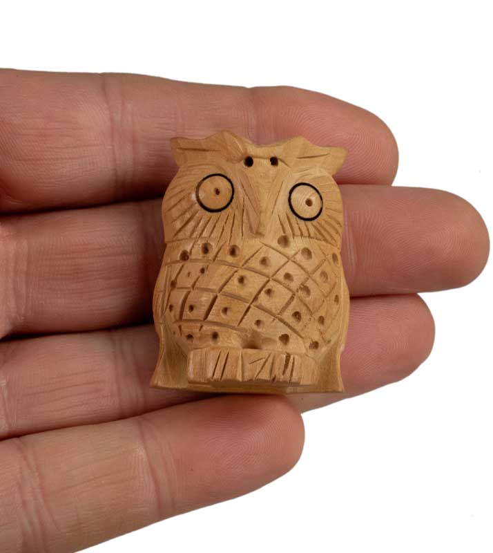 Figurine Chouette En Bois – Mini Sculpture Artisanale D'Inde