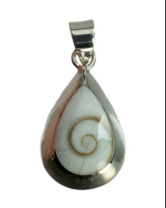 Pendentif Œil De Sainte Lucie Ou Œil De Shiva En Coquillage Et Argent Massif 925