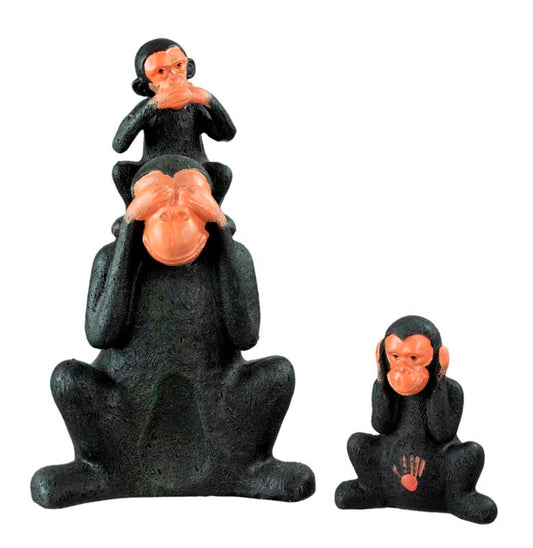 Statuette 3 Singes De La Sagesse En Résine – Décoration Asiatique