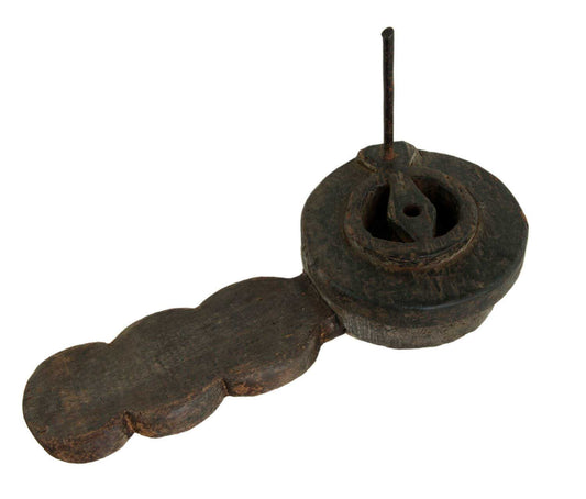 Ancien Moulin À Épices En Bois Sculpté – Art Asiatique Populaire Coutumier