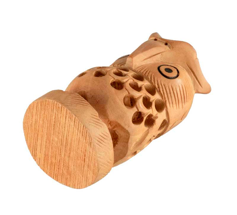 Figurine Chouette En Bois Sur Socle – Artisanat Traditionnel D'Inde