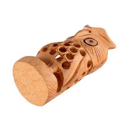 Figurine Chouette Sur Socle En Bois – Artisanat Traditionnel D’Inde