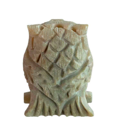 Figurine Chouette En Stéatite – Sculpture Artisanale D'Inde