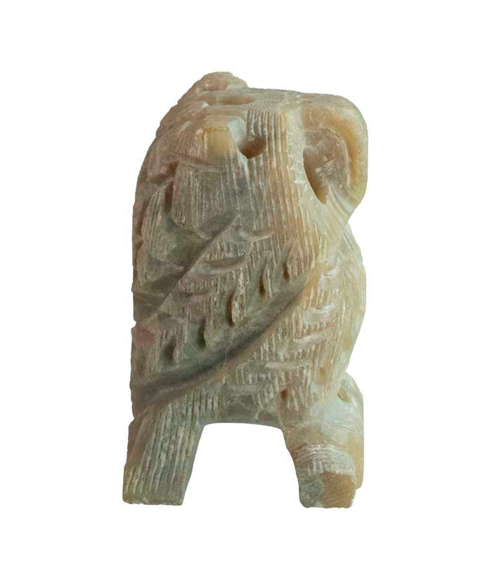 Figurine Chouette En Stéatite – Sculpture Artisanale D'Inde