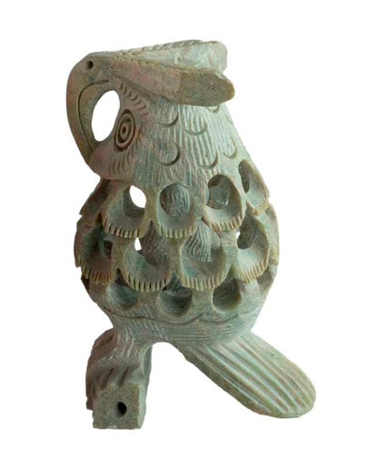 Figurine Chouette En Stéatite – Sculpture Artisanale D’Inde