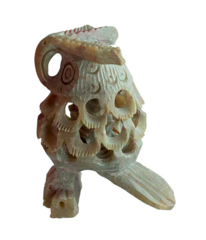 Figurine Chouette En Stéatite – Sculpture Artisanale D’Inde
