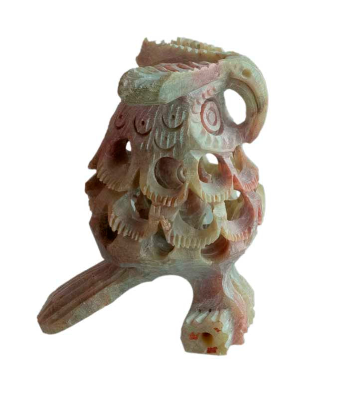 Figurine Chouette En Stéatite – Sculpture Artisanale D’Inde