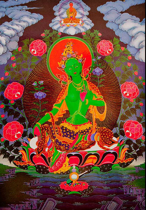 Carte Postale Tara Verte – Symbole De Compassion Du Bouddhisme Tibétain