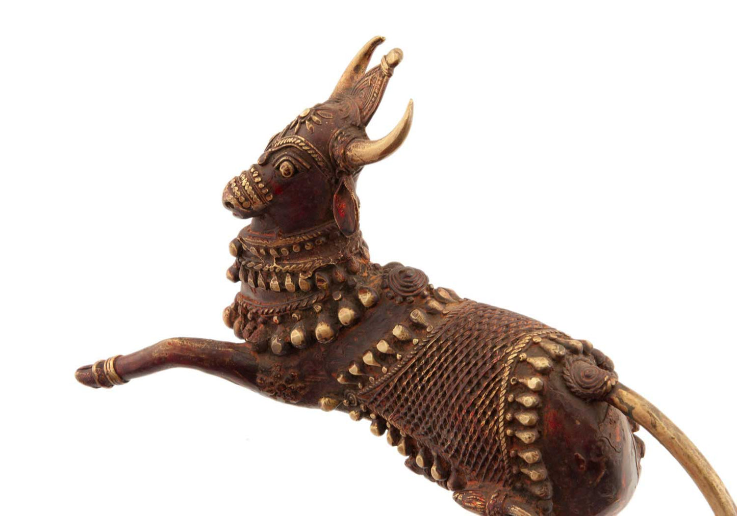 Vache Sacrée Nandi Dhokra – Statue en Laiton, Art Tribal du Bastar Inde